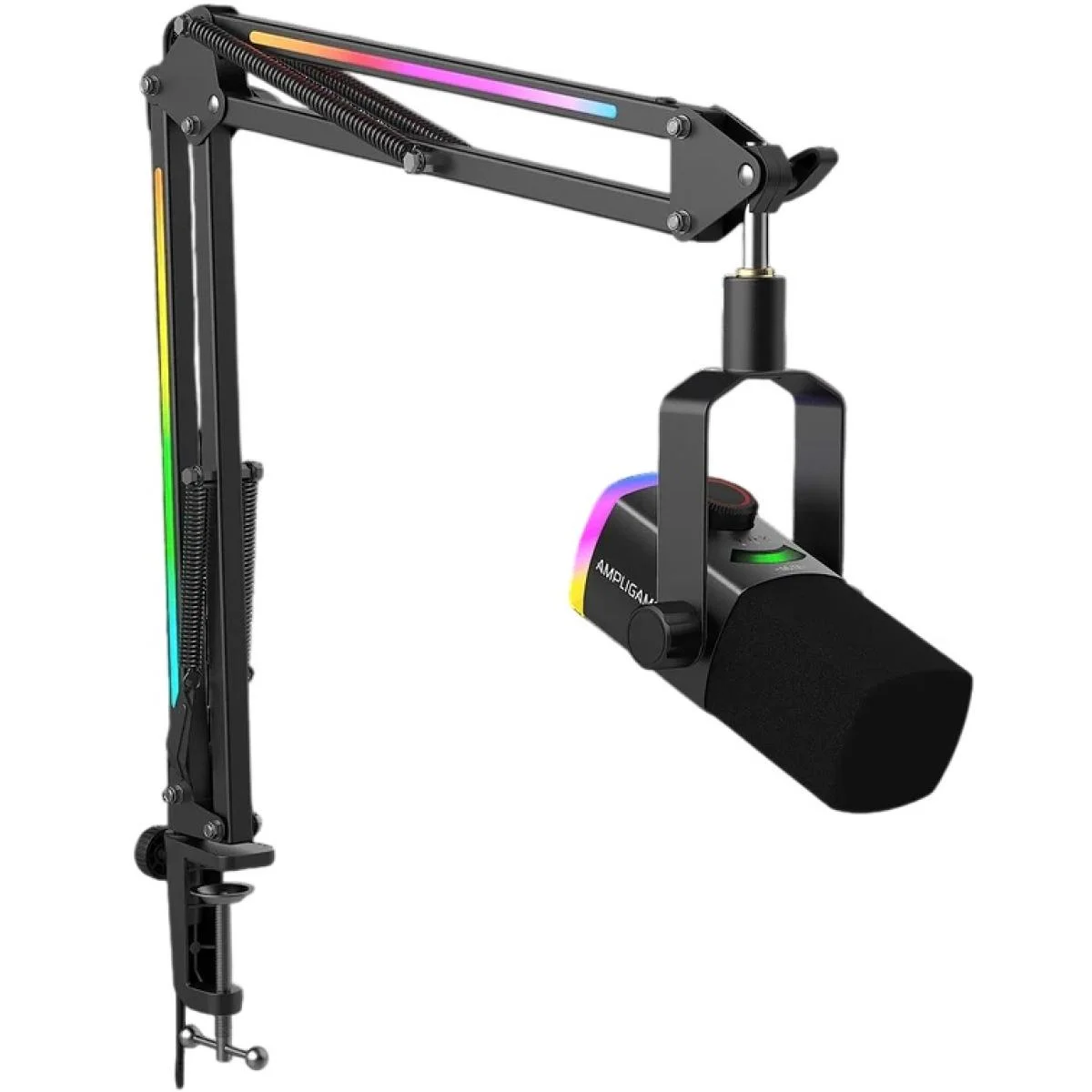 طقم ميكروفون FIFINE AM8PROT ديناميكي USB/XLR مع ذراع RGB - أسود - Thumbnail 3