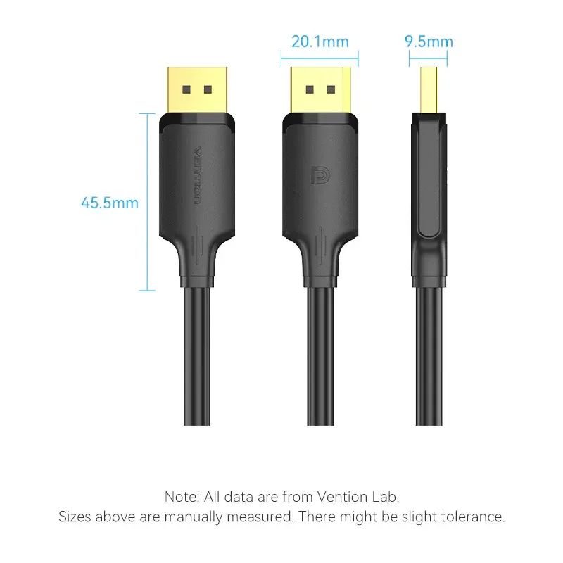 Vention HAKBF DisplayPort Male-to-Male 4K HD Cable, 1m, Black - Image 8