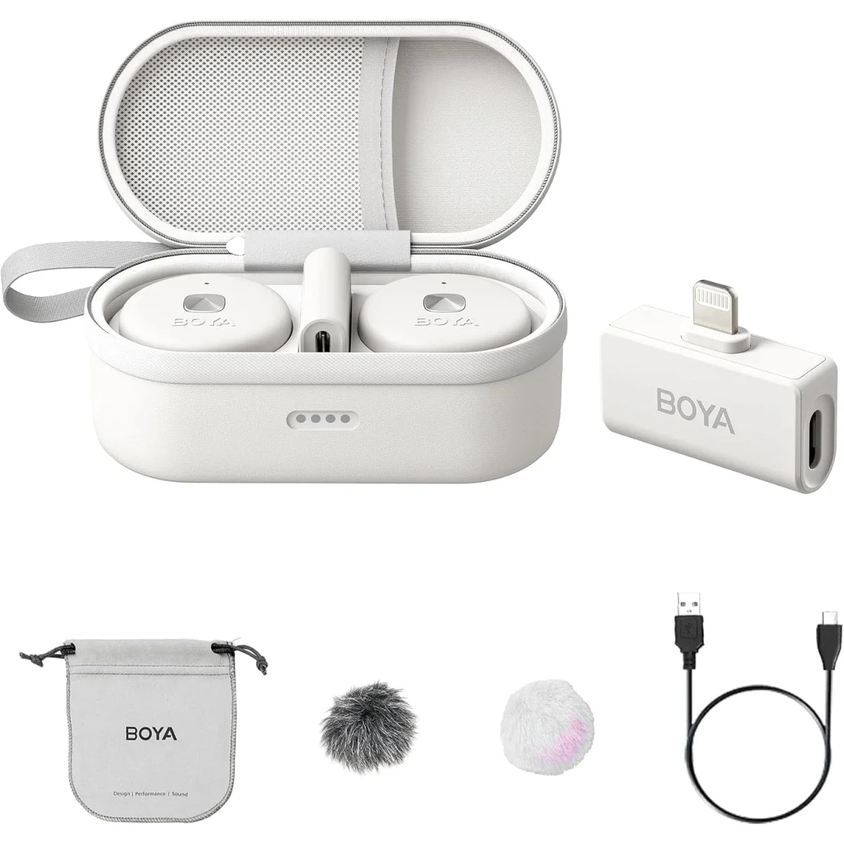 Boya Omic-D Wireless Lavalier Microphone for iPhone, MFi Certified, White - Thumbnail 5