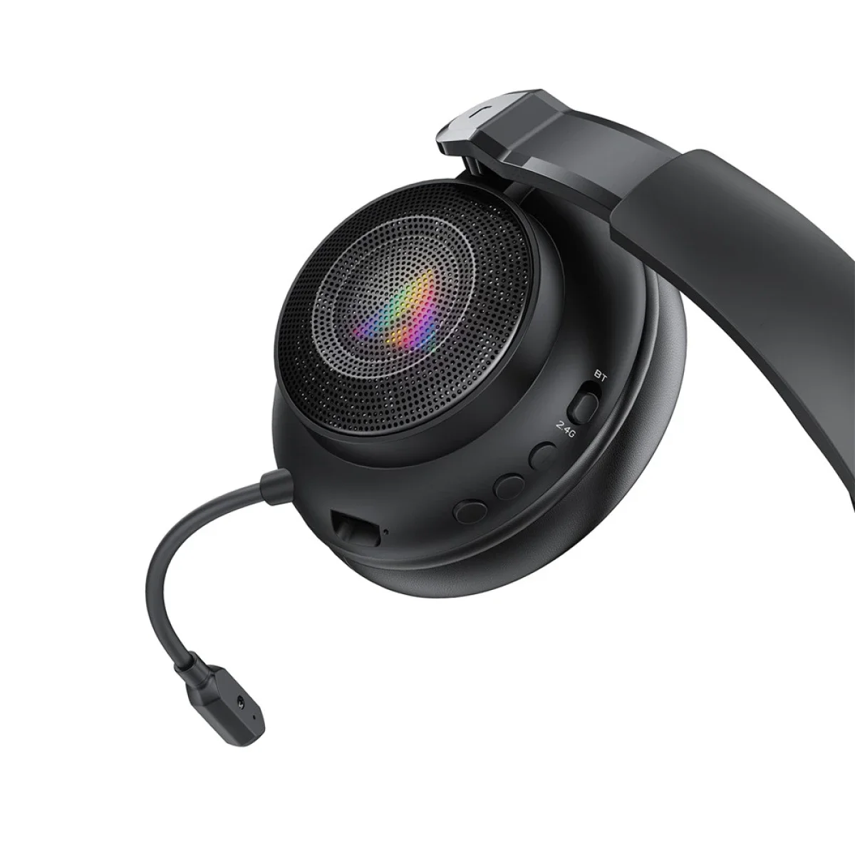 سماعة ألعاب ACEFAST H15 لاسلكية مع Bluetooth 6.0 و2.4GHz وإضاءة RGB وميكروفون - أسود - Thumbnail 5