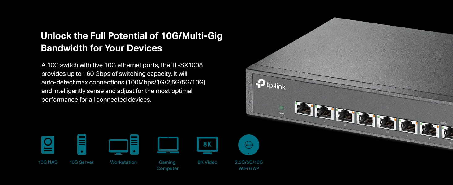 سويتش إيثرنت TP-LINK TL-SX1008 غير مُدار 8 منافذ 10G/Multi-Gig - Image 7