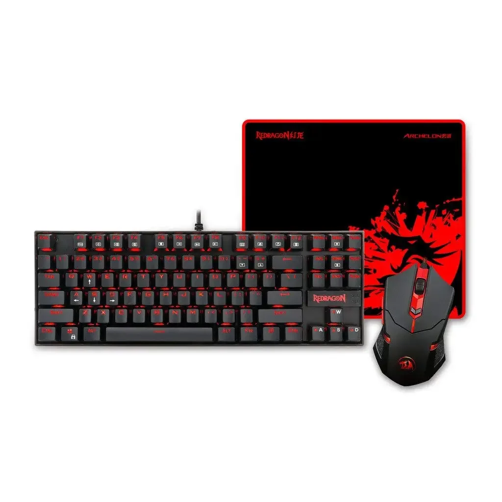 طقم كيبورد ميكانيكي وماوس وباد ماوس XL للألعاب Redragon K552-BA بسويتش أزرق - Image 2