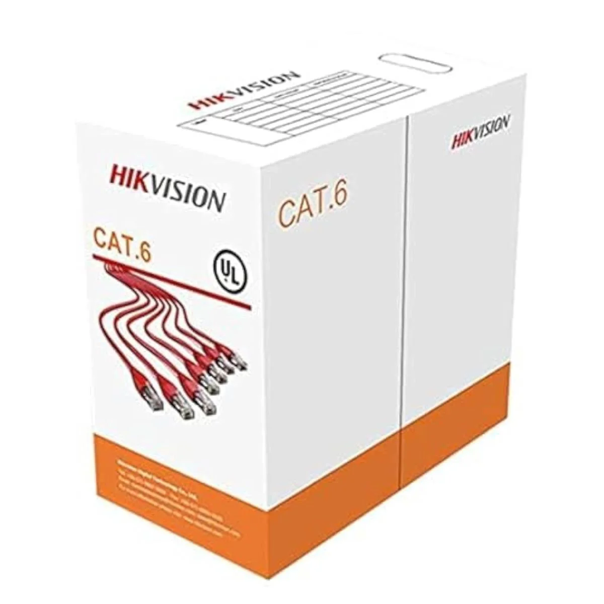 كيبل شبكة HIKVISION DS-1LN6-UU Cat6 UTP بطول 305 متر نحاس صلب 0.565 مم CM برتقالي