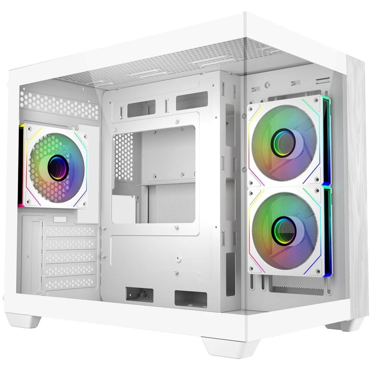 Cooler Master Elite 481 Wood White ARGB Mid-Tower Gaming Case with 3 x 120mm Fans
