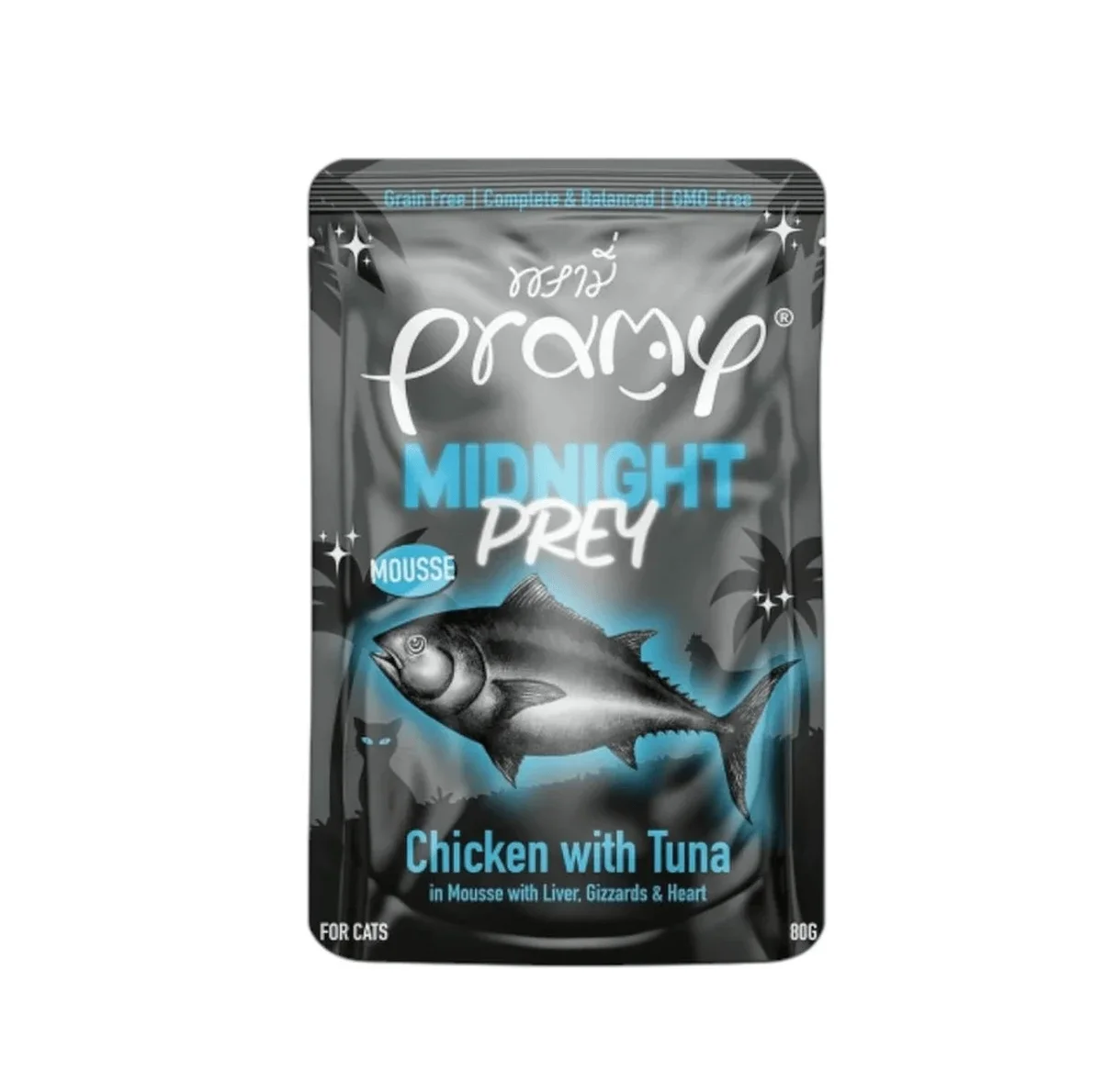 طعام قطط رطب Pramy Midnight بالتونة والدجاج 80 غرام
