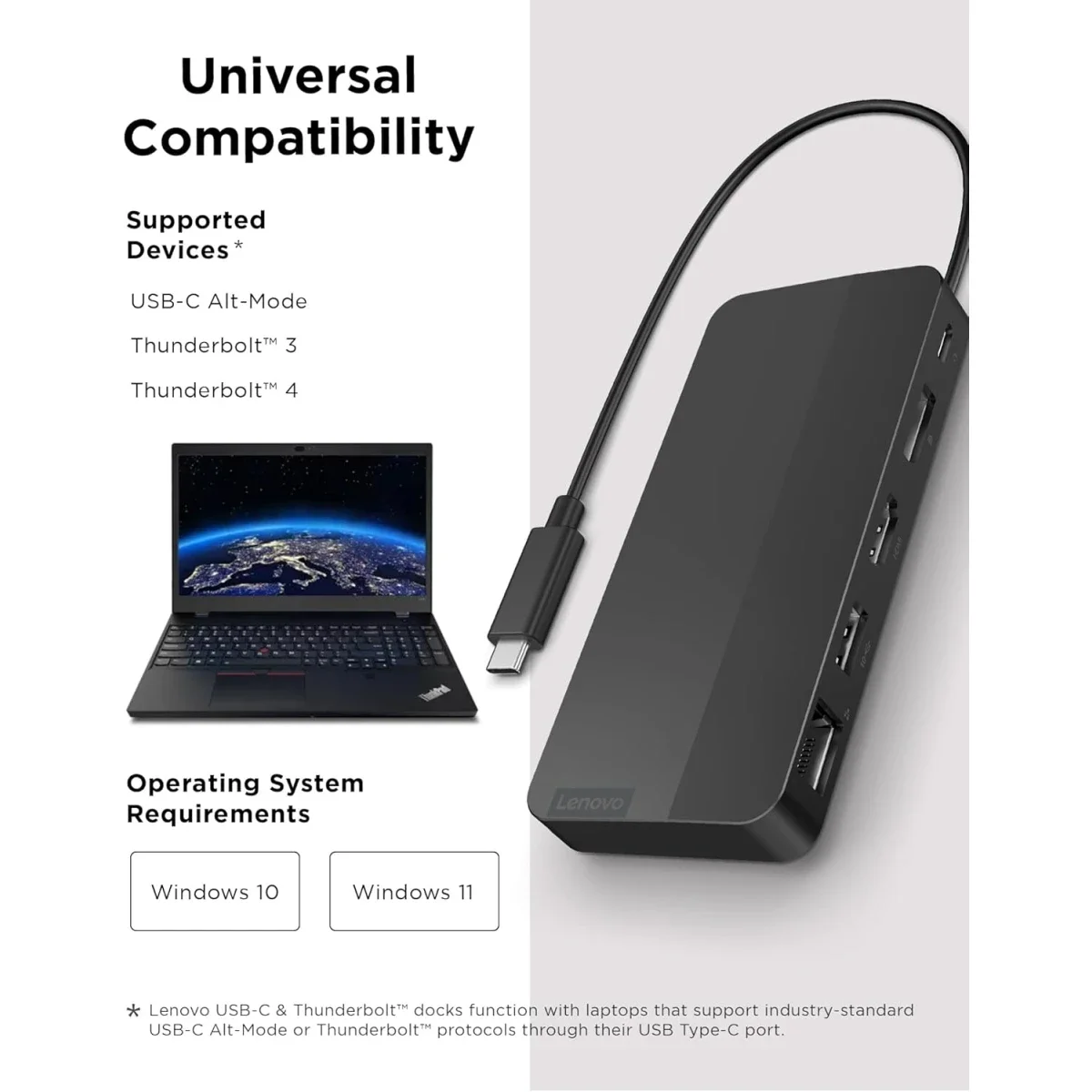 محطة إرساء Lenovo USB-C محمولة بشاشتين مع DP 1.4 وHDMI 2.0 وشحن 65 واط - Image 5