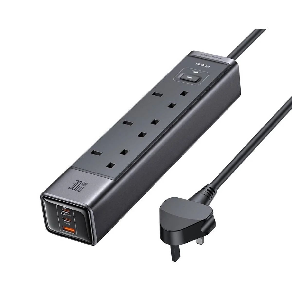 Mcdodo CH-0600 30W GaN Surge Protection Power Strip with 3 AC Outlets and 3 USB Ports
