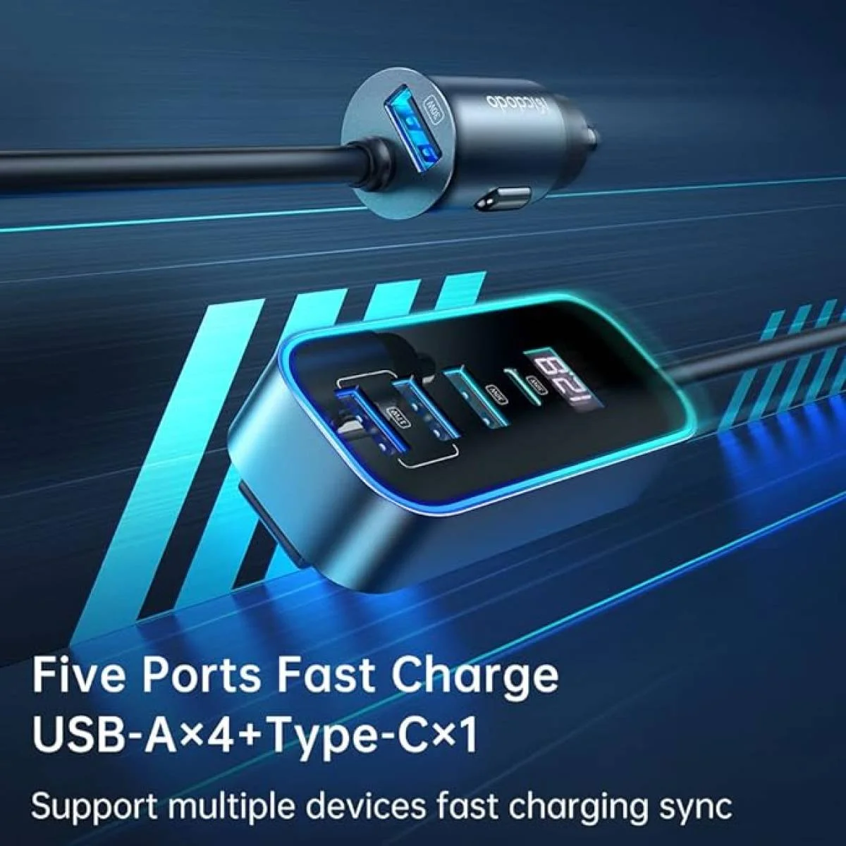 Mcdodo CC-1900 107W 4-Port USB & Type-C Car Charger with Digital Display - Thumbnail 3