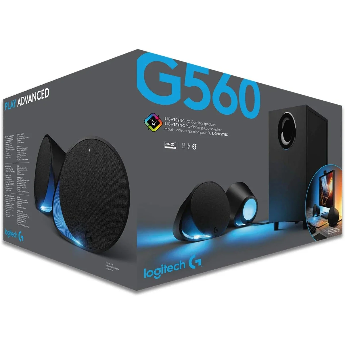 مكبرات صوت ألعاب للكمبيوتر Logitech G560 بإضاءة RGB LIGHTSYNC متزامنة مع الألعاب - Thumbnail 6