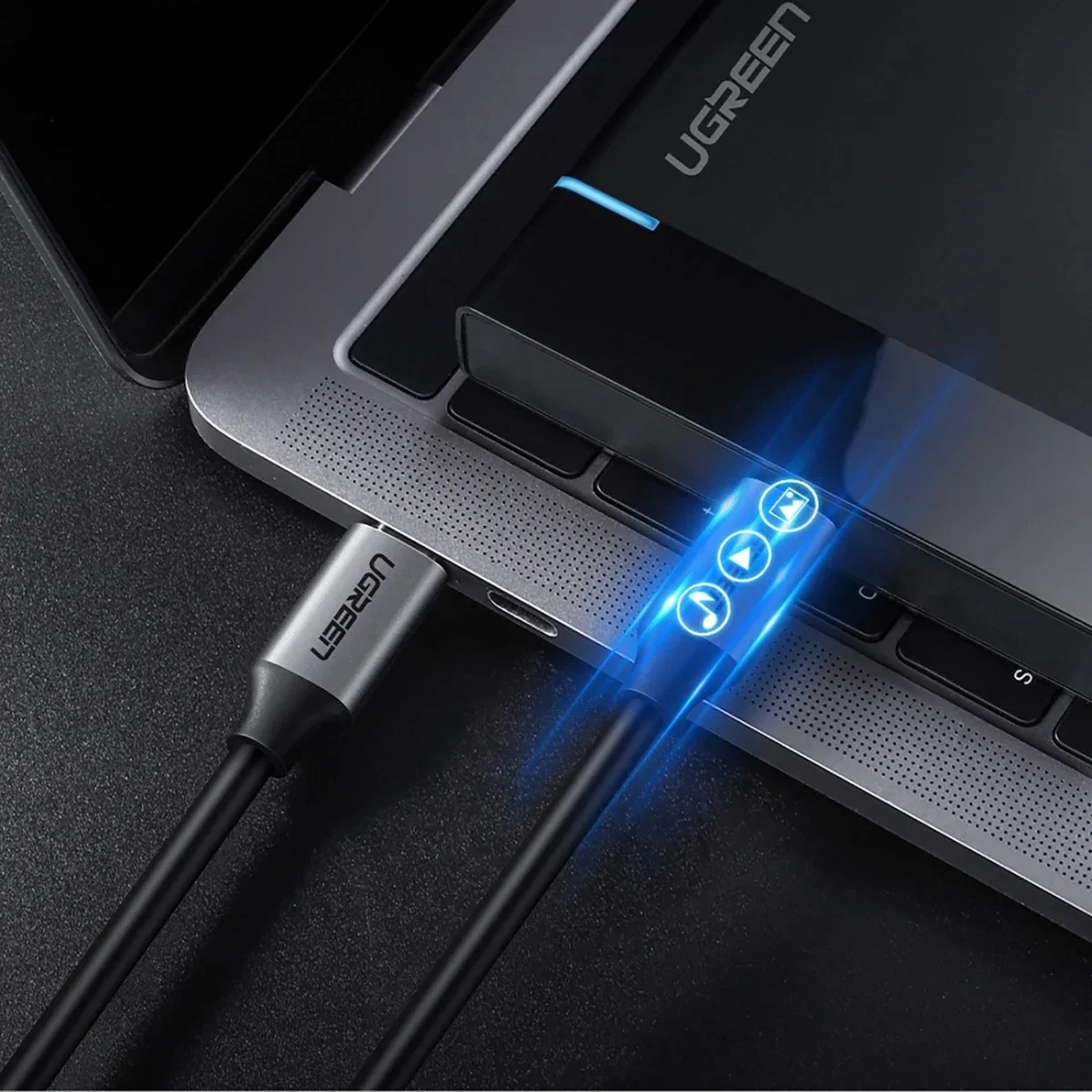 كابل Ugreen US161-50751 USB-C 3.1 إلى USB-C 3.1 بطول 1.5 متر وقدرة 100 واط رمادي - Thumbnail 3