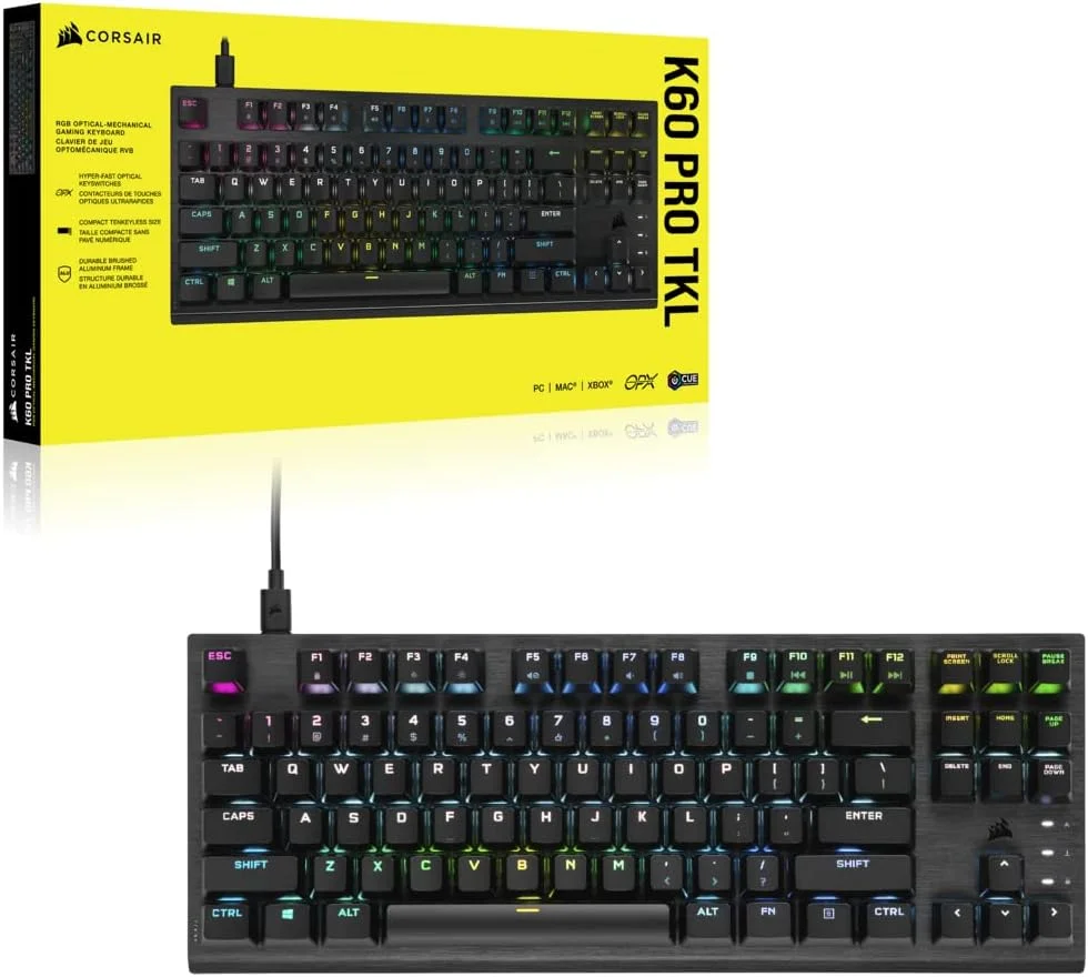 كيبورد ألعاب Corsair K60 PRO TKL RGB بدون لوحة أرقام بسويتشات OPX بصرية ميكانيكية – CH-911D01A-NA - Image 5