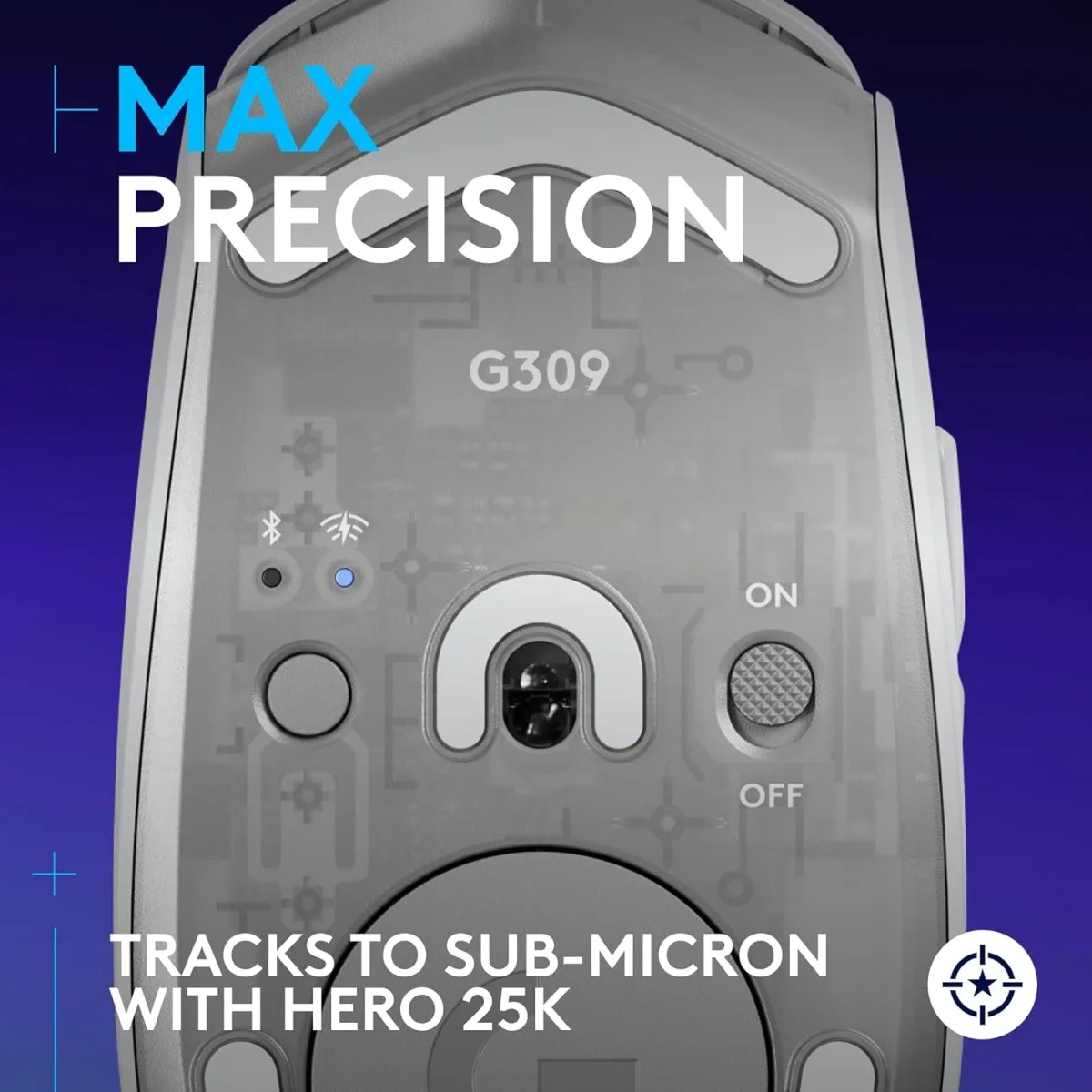 ماوس ألعاب لاسلكي Logitech G309 LIGHTSPEED بمستشعر HERO 25K - أبيض - Thumbnail 4