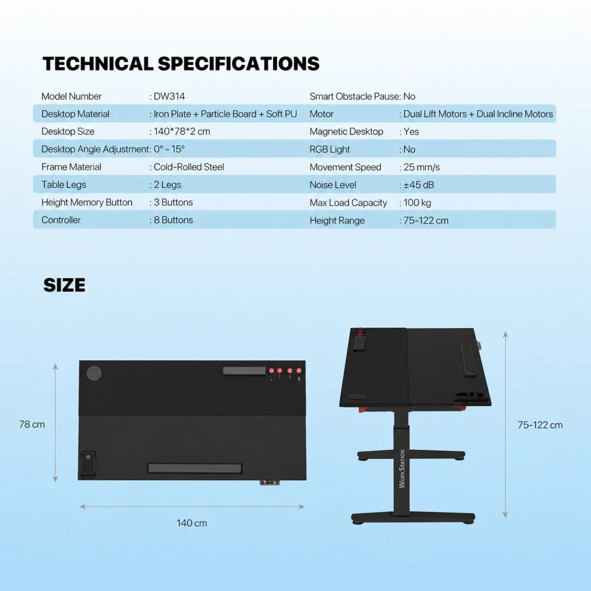 Fantech WorkStation ZURICH DW314 Electric Standing & Tilting Desk - Image 8