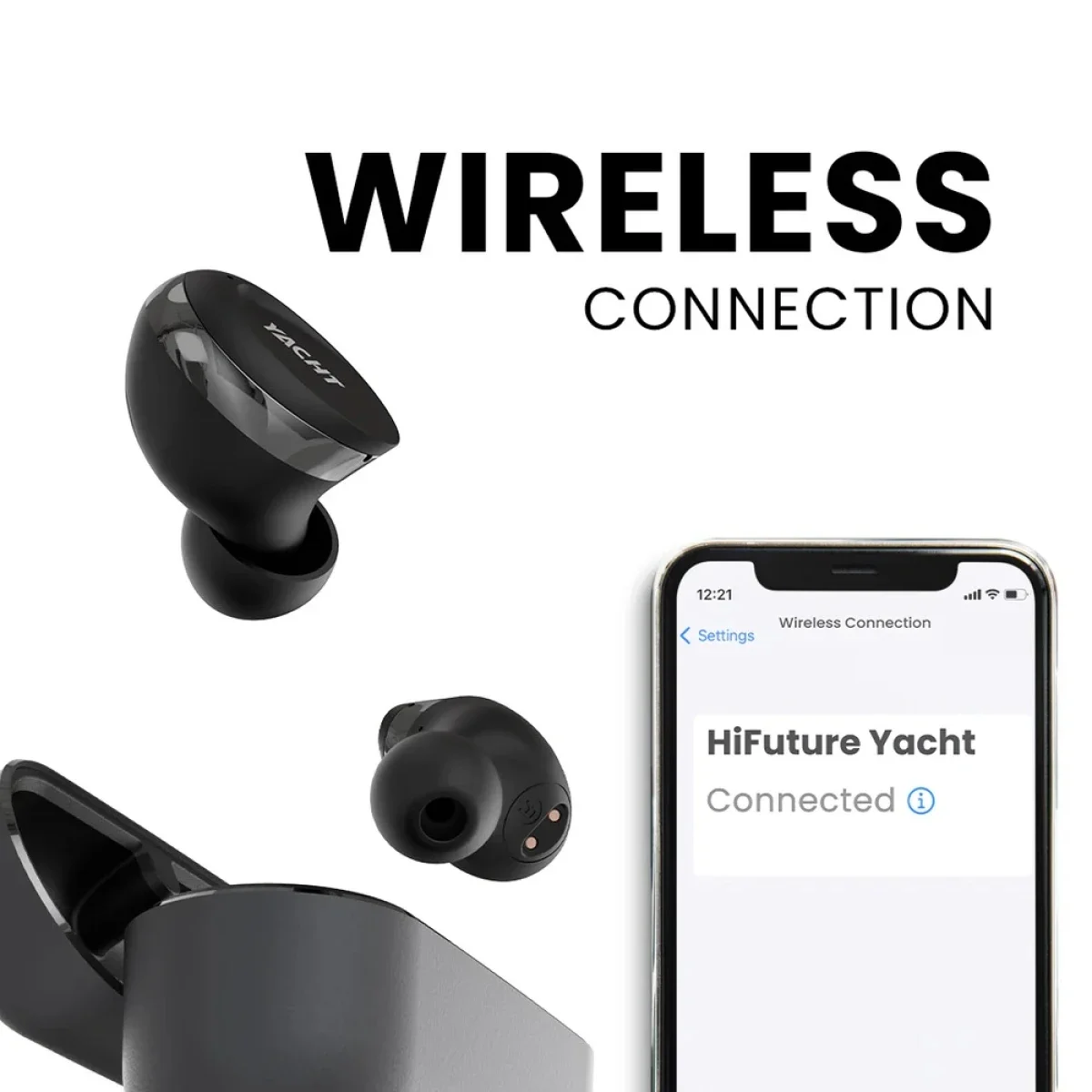 سماعات أذن لاسلكية HiFuture YACHT بتقنية Bluetooth 5.2 وaptX Adaptive وبطارية حتى 20 ساعة - أسود - Image 3