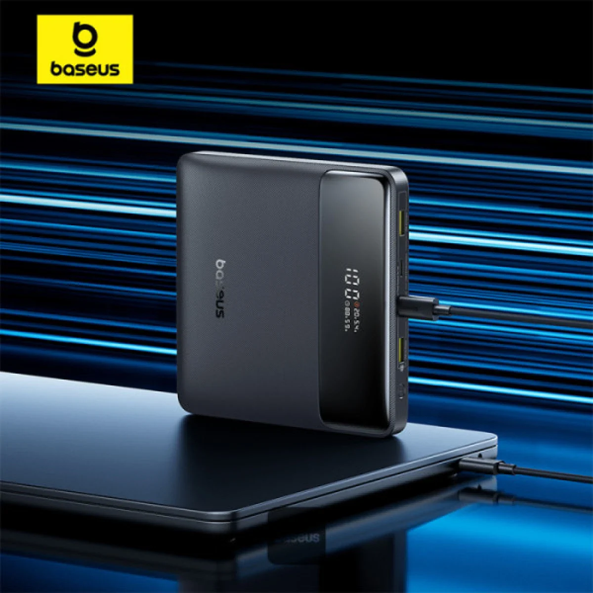 Baseus Blade H1 Lite 20000mAh 100W Fast Charging Power Bank with Type-C Cable, 4 Ports, Black - Thumbnail 10