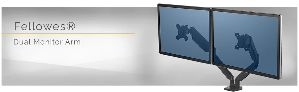 ذراع شاشة مزدوج قابل للتعديل Fellowes Platinum Series - أسود - Thumbnail 6
