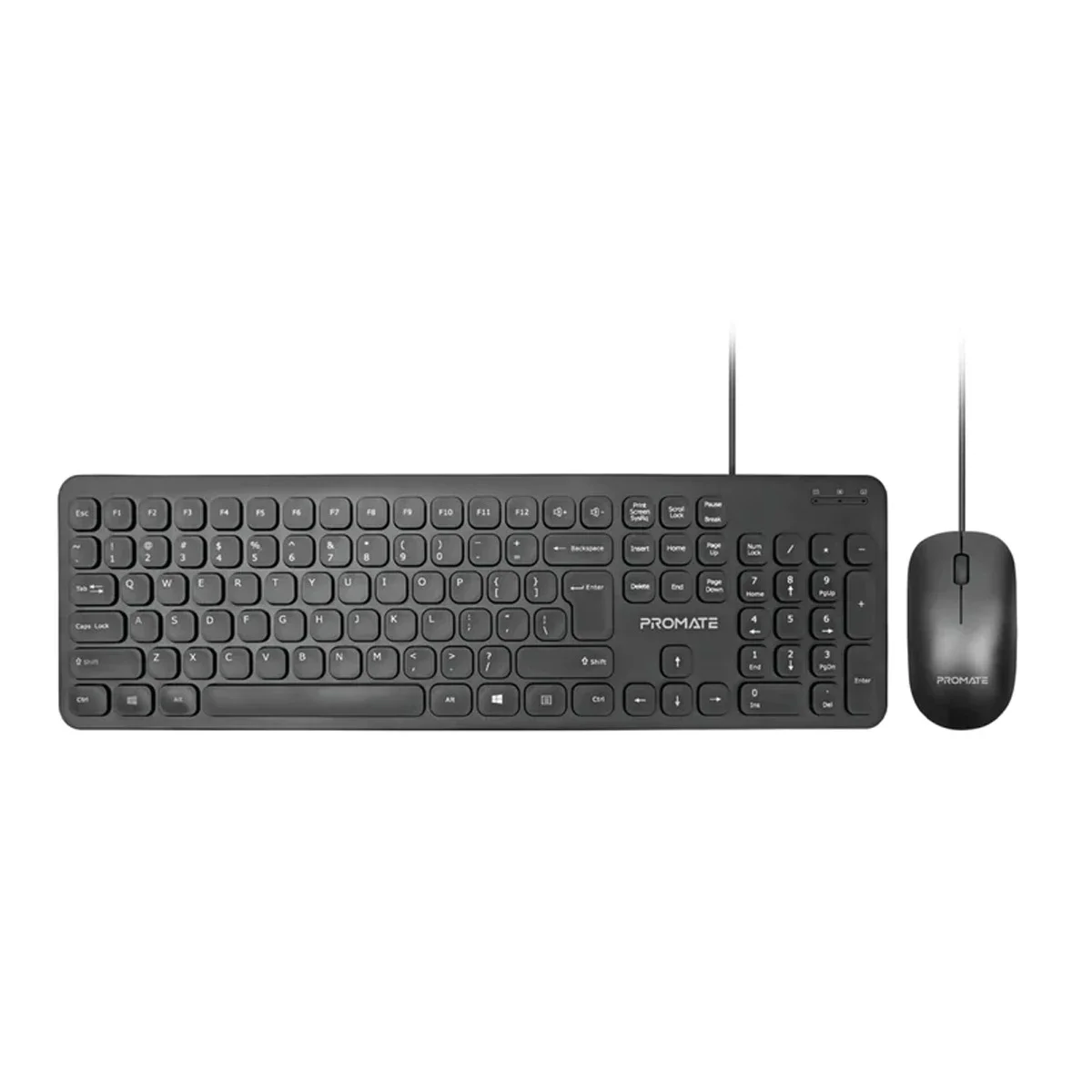 طقم لوحة مفاتيح وفأرة سلكي مدمج Promate QuietKey USB 2.0