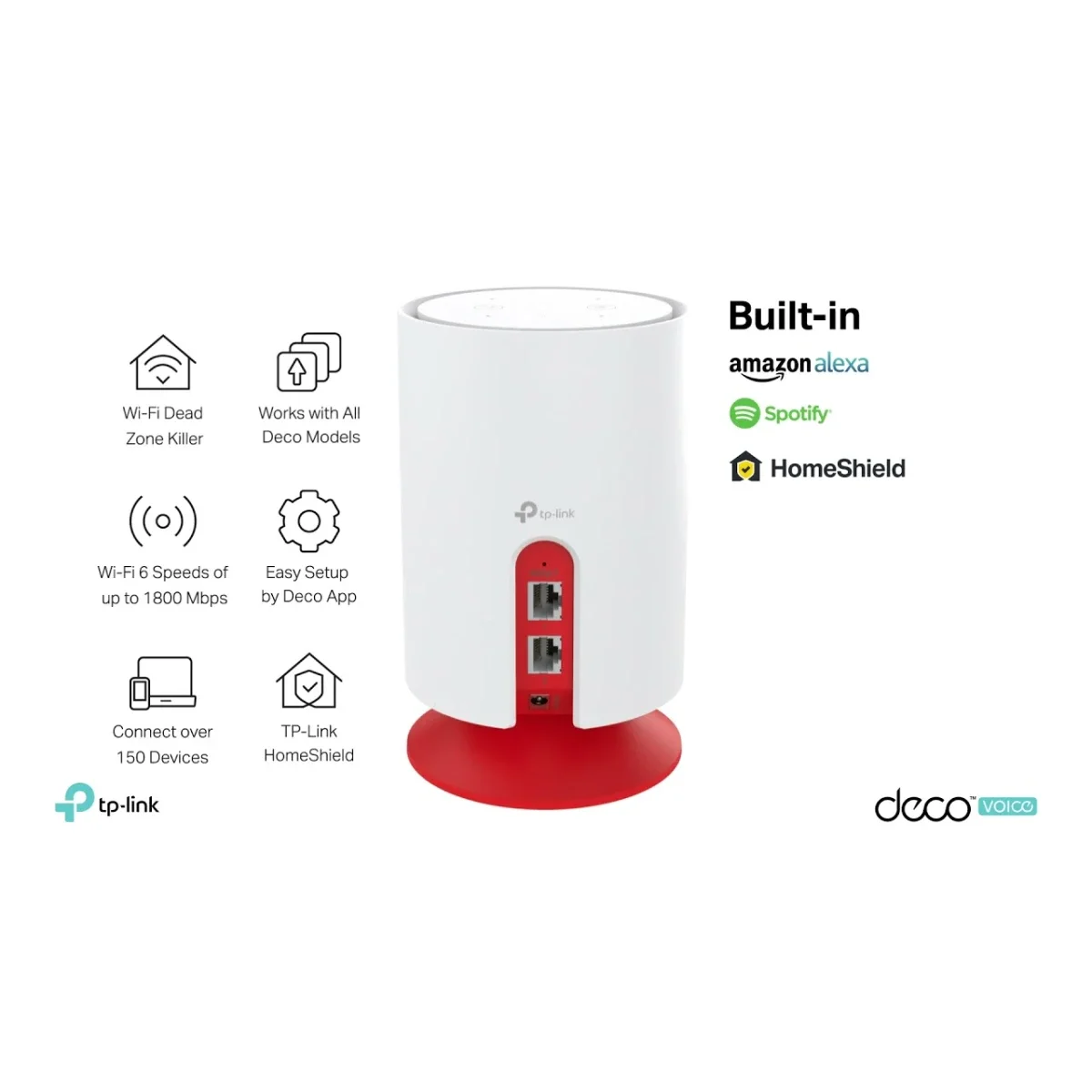 TP-LINK Deco Voice X20 AX1800 Mesh Wi‑Fi 6 System with Alexa Built-In, Dual-Band, White, 2-Pack - Image 2