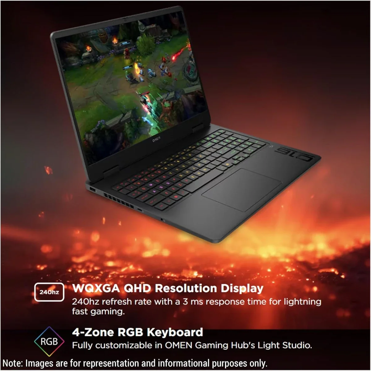 لابتوب ألعاب HP OMEN 16 16-an0020ne 16.0 إنش IPS 165Hz Core Ultra 9 285H RTX 5070 رام 16GB SSD 1TB لون Shadow Black - Image 3