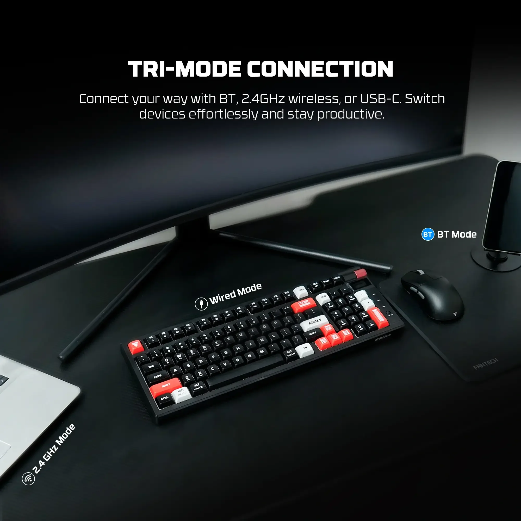 كيبورد ألعاب ميكانيكي لاسلكي Fantech MK918 PRO97 - أسود - Image 5