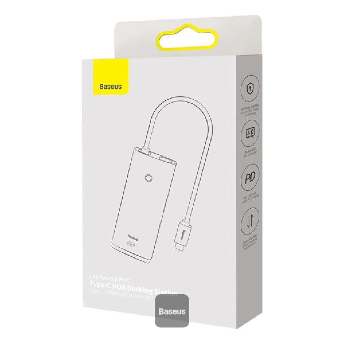 محطة إرساء وموزع Type-C Baseus Lite Series 6 منافذ HDMI وUSB 3.0 وPD وSD/TF باللون الأسود - Image 10