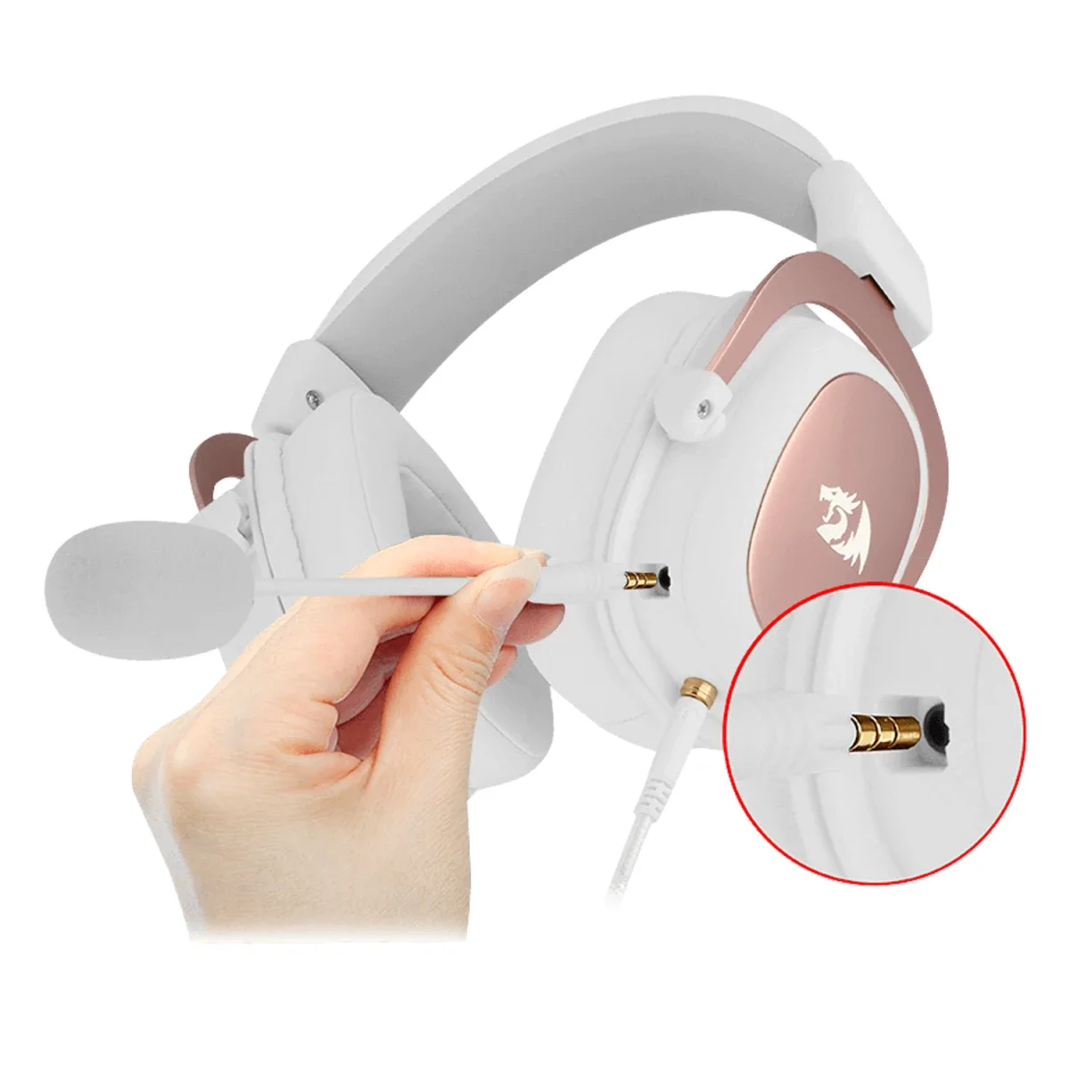 Redragon H510 Zeus 2 Wired 7.1 Surround Gaming Headset with 53mm Drivers - White - Image 4