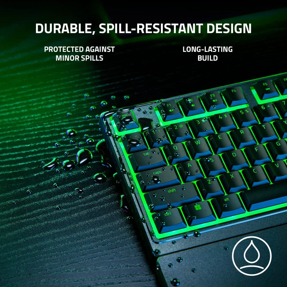 لوحة مفاتيح ألعاب Razer Ornata V3 X منخفضة الارتفاع بمفاتيح غشائية صامتة سوداء - Thumbnail 5