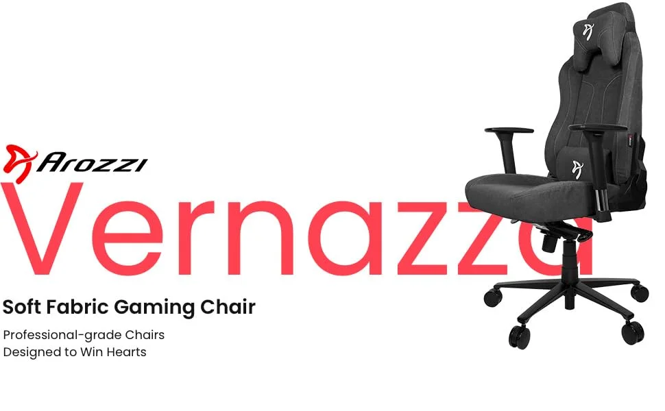 Arozzi Vernazza Soft Fabric Gaming Chair with 3D Armrests - Pure Black - Image 12