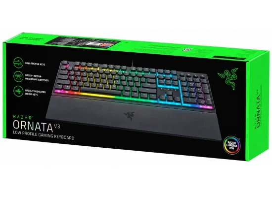 Razer Ornata V3 Low-Profile Gaming Keyboard, Mecha-Membrane, 10-Zone RGB, Spill-Resistant, Magnetic Wrist Rest - Arabic/English - Image 7