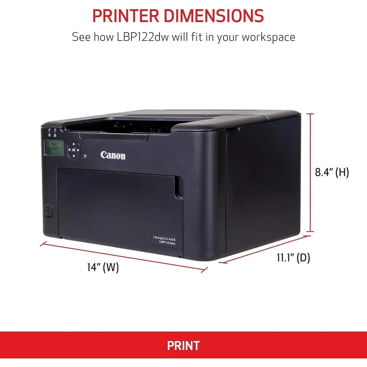 طابعة ليزر أحادية اللون Canon i-SENSYS LBP122DW مع طباعة مزدوجة واتصال لاسلكي وUSB وشبكة - Image 2