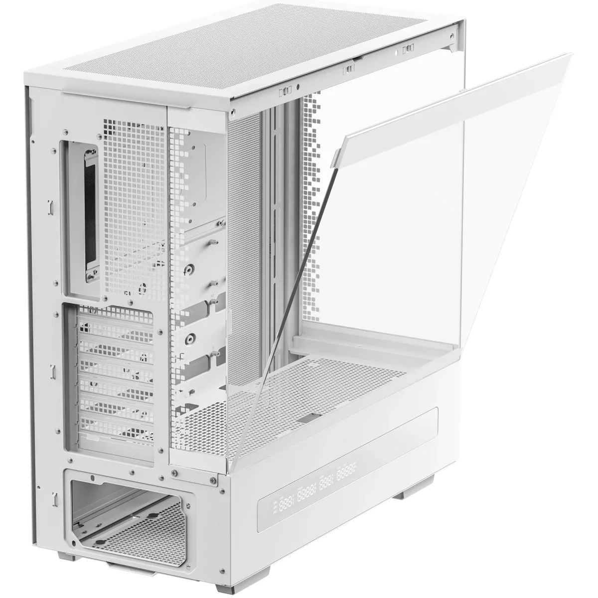هيكل كمبيوتر DeepCool CH690 DIGITAL ميد تاور مع لوحة زجاج شبه كاملة وشاشة رقمية ودعم راديتر 420mm وموصل خلفي، أبيض - Image 7