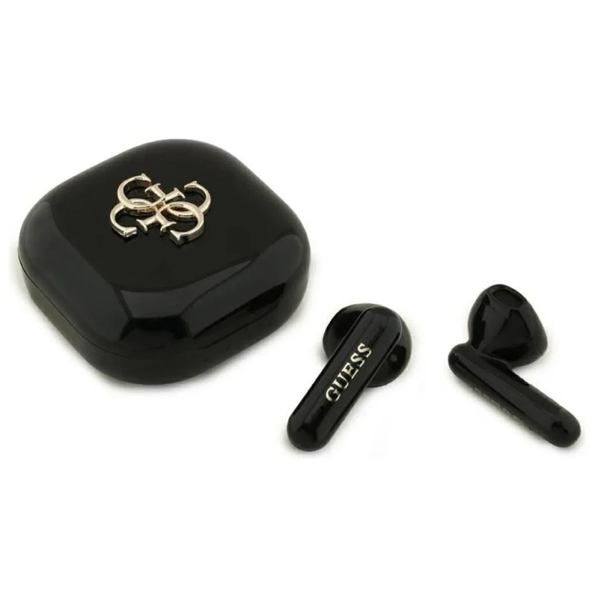 Guess GUTWSJ7HE4GK 4G Metal Logo TWS Bluetooth Earphones with Charging Case - Black