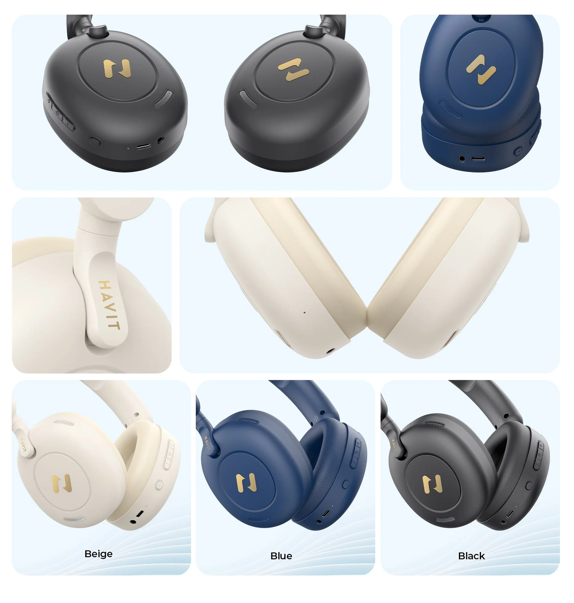 HAVIT H655BT PRO ANC Wireless Over-Ear Noise Cancelling Headphones - Thumbnail 17