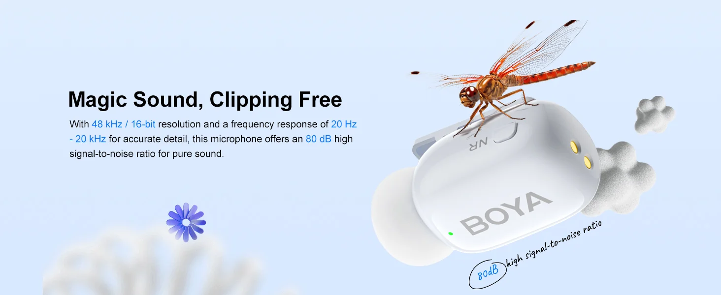 Boya Mini Wireless Lavalier Microphone with USB-C/Lightning, 30H Battery, White - Thumbnail 15