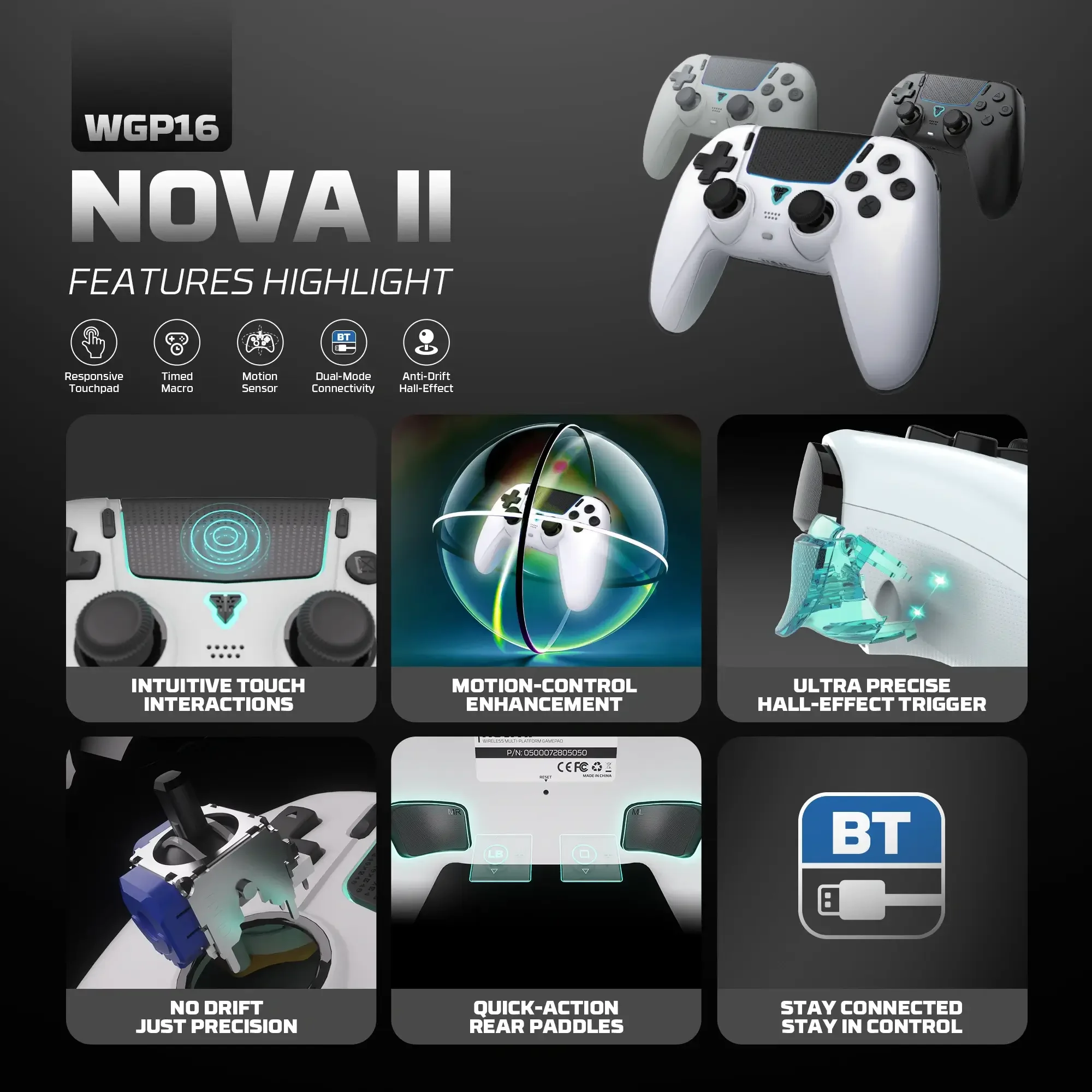 يد تحكم ألعاب Fantech WGP16 NOVA II لاسلكية - أبيض - Thumbnail 5