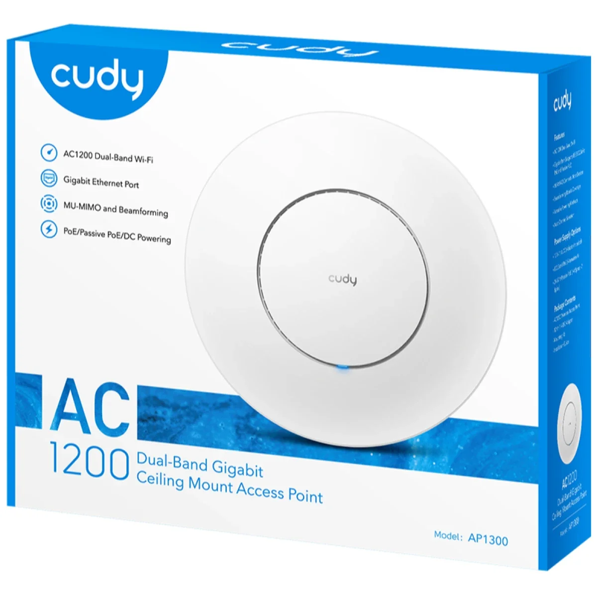 CUDY AP1300 AC1200 Gigabit Dual-Band Access Point with Mesh, MU-MIMO and PoE