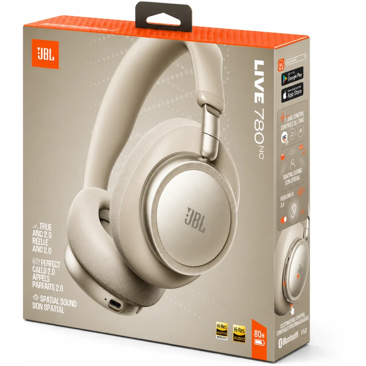 سماعات رأس JBL Live 780NC لاسلكية فوق الأذن بعزل الضوضاء - رملي