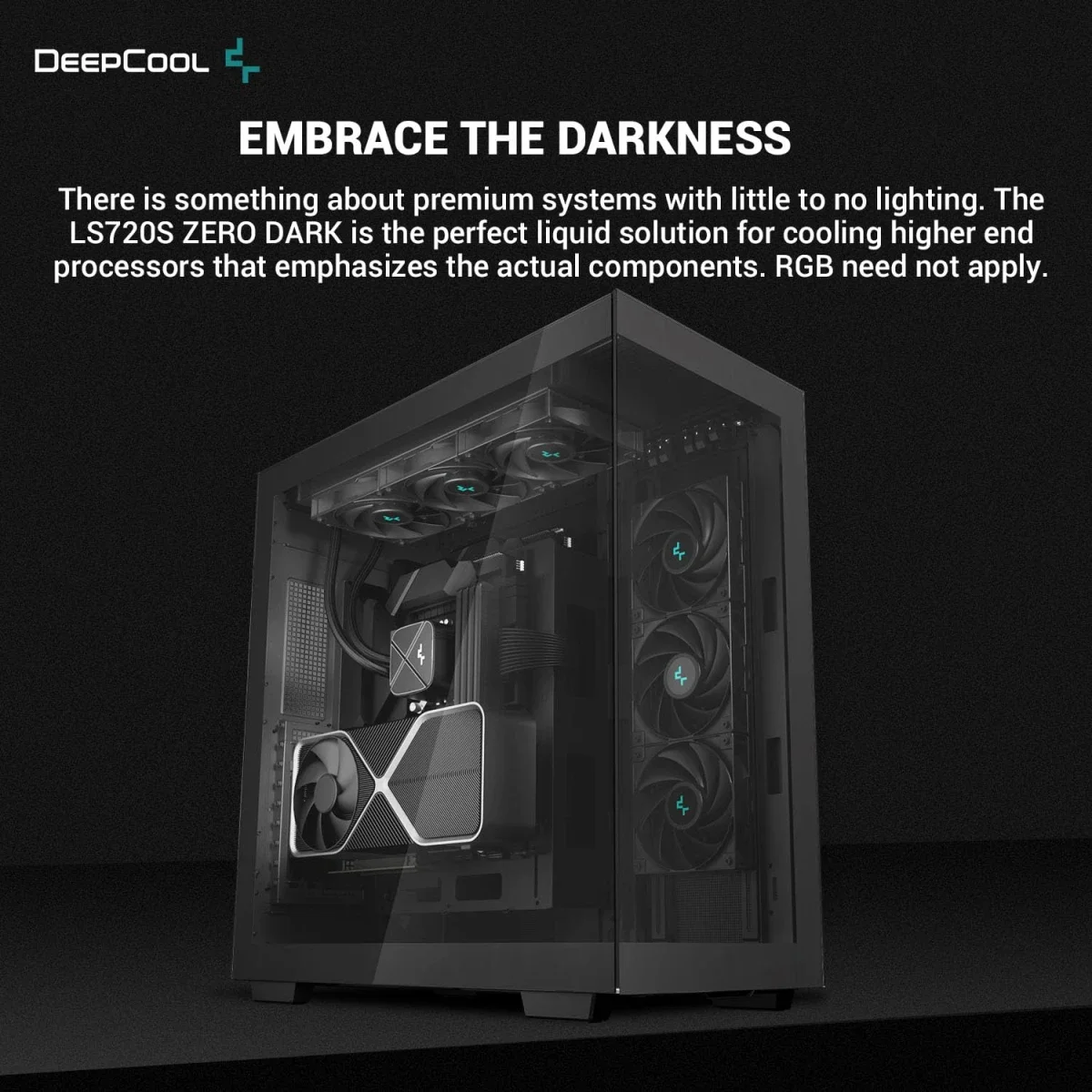 DeepCool LS720S ZERO DARK 360mm AIO Liquid CPU Cooler 3100RPM 300W Black - Image 3