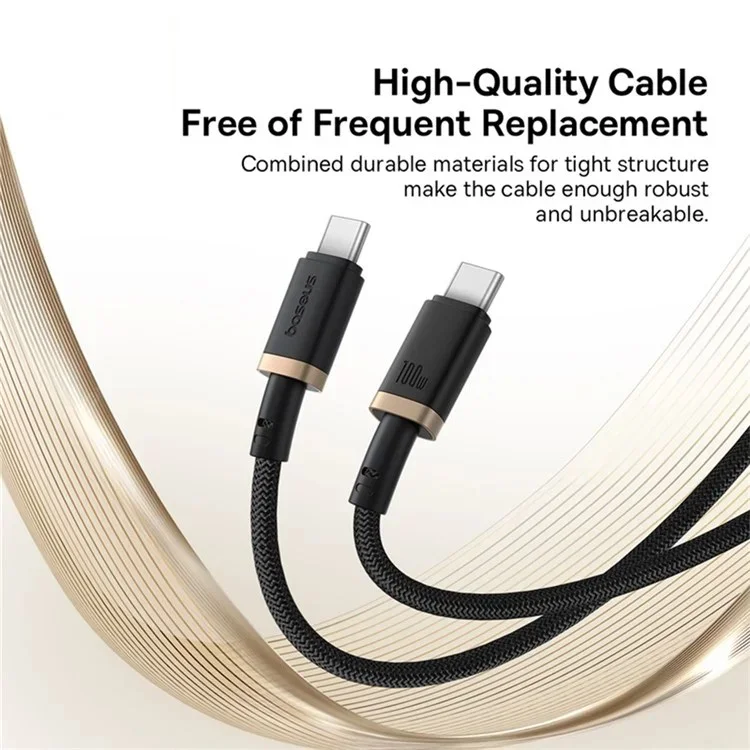 Baseus Dura Series USB-C to USB-C Fast Charging Cable 100W 1M Black - Thumbnail 4