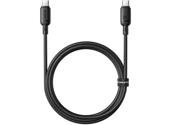 كابل Baseus Silky Series للشحن السريع USB-C إلى USB-C بقدرة 100 واط 1 متر أسود - Image 5