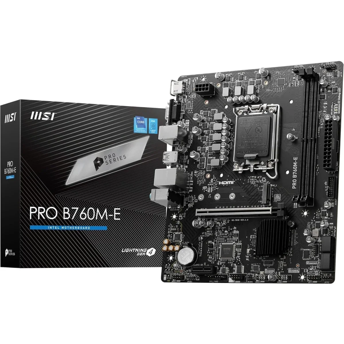 MSI PRO B760M-E DDR5 Micro-ATX Motherboard for Intel 13th Gen, PCIe 4.0, 1x M.2 Gen4 x4