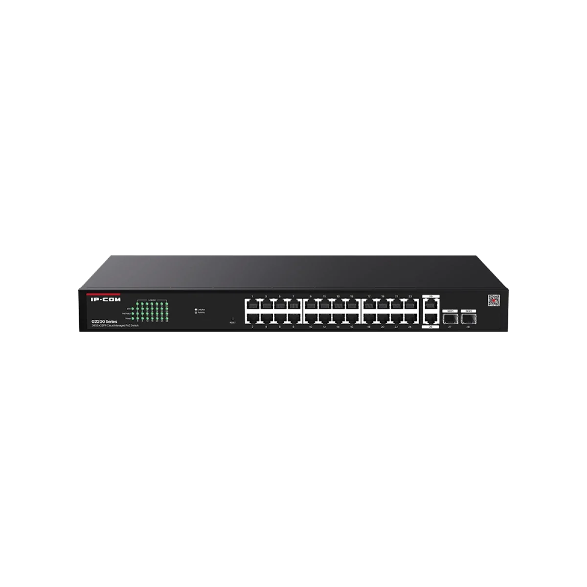 IPCOM 28-Port Cloud-Managed Gigabit PoE+ Switch with 24 PoE+ Ports and 2 SFP Uplinks