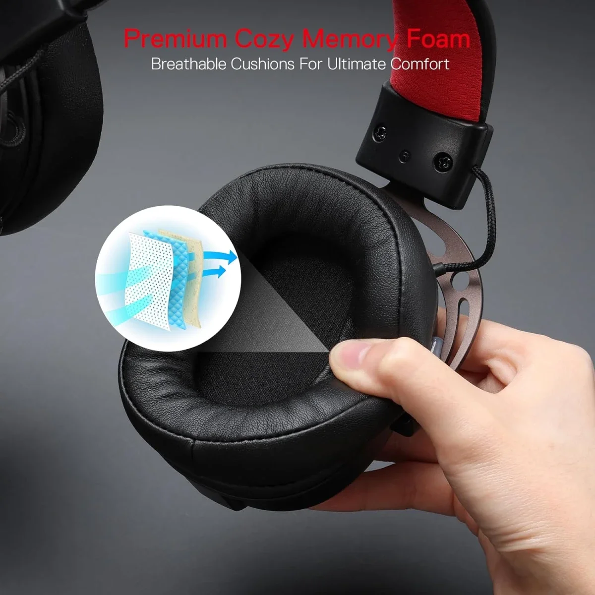 سماعة ألعاب Redragon H376BR Aurora سلكية USB بصوت محيطي 7.1 ومحركات 40 مم - أسود - Thumbnail 6