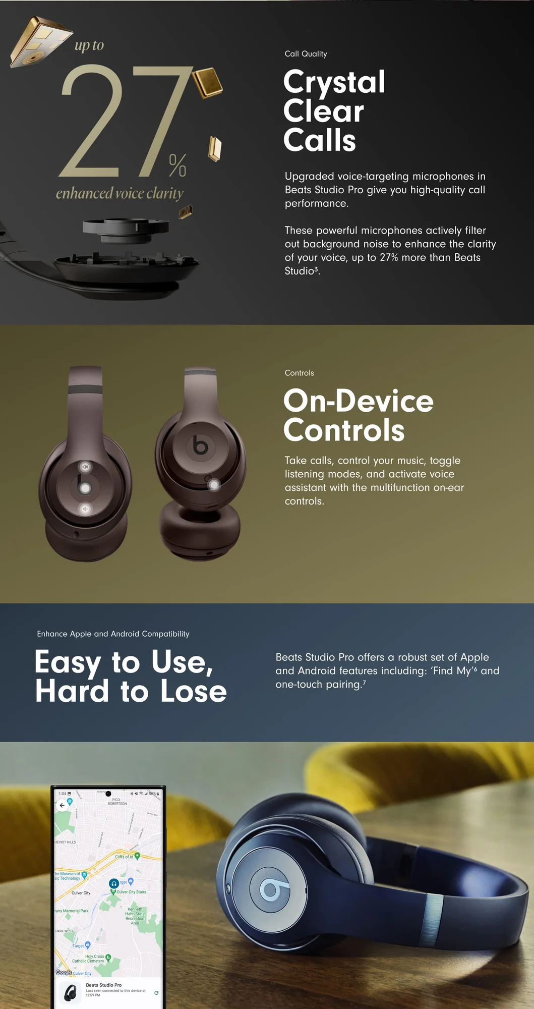 سماعات رأس فوق الأذن Beats Studio Pro لاسلكية مع إلغاء الضوضاء النشط وصوت USB-C بدون فقدان، أسود - Thumbnail 11