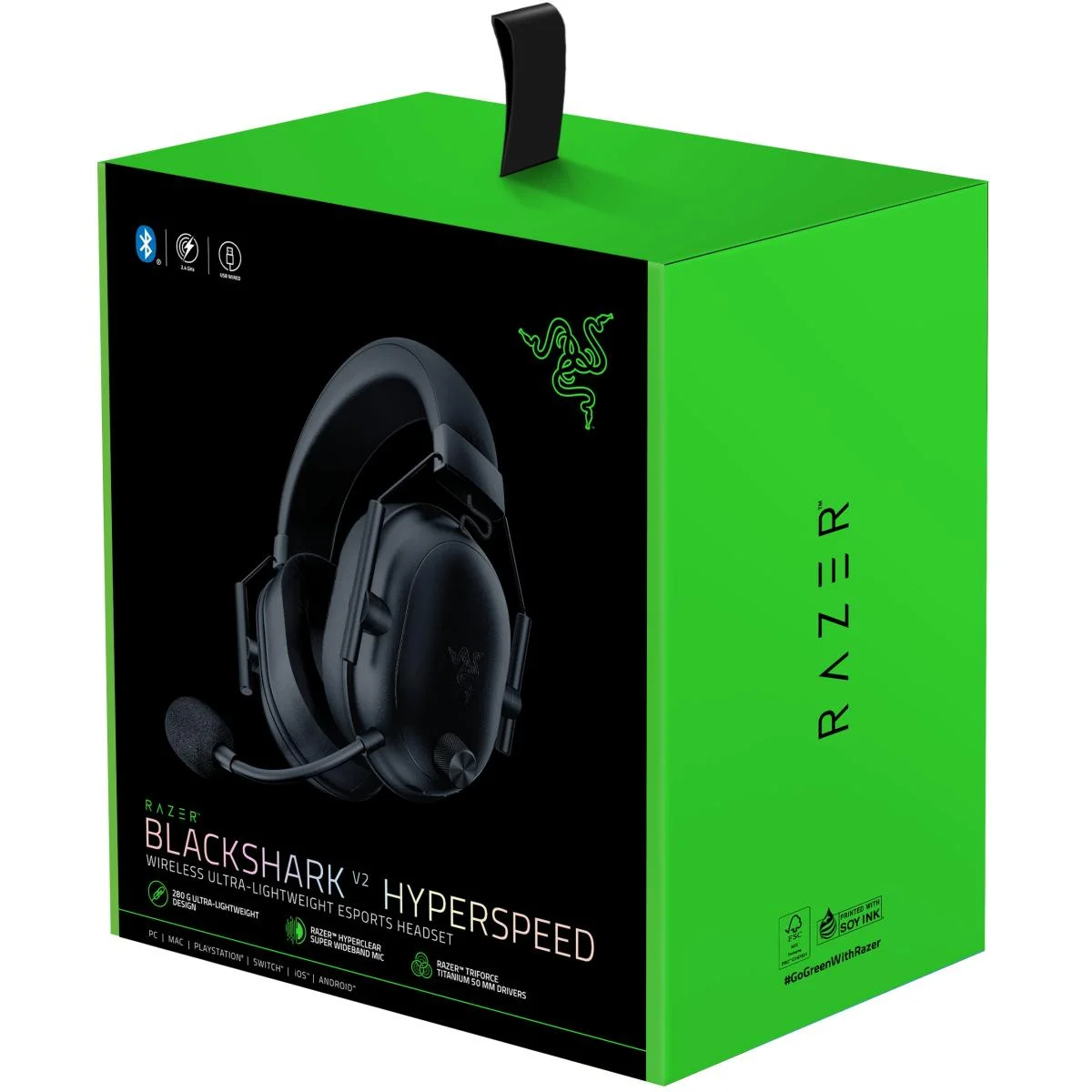 سماعة ألعاب Razer BlackShark V2 HyperSpeed لاسلكية، صوت THX 7.1، بطارية 70 ساعة، أسود