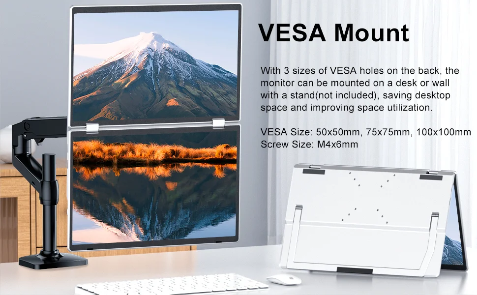 موسع شاشة لابتوب محمول V2COM M2 مزدوج 15.6 إنش IPS بدقة Full HD قابل للطي - Thumbnail 9