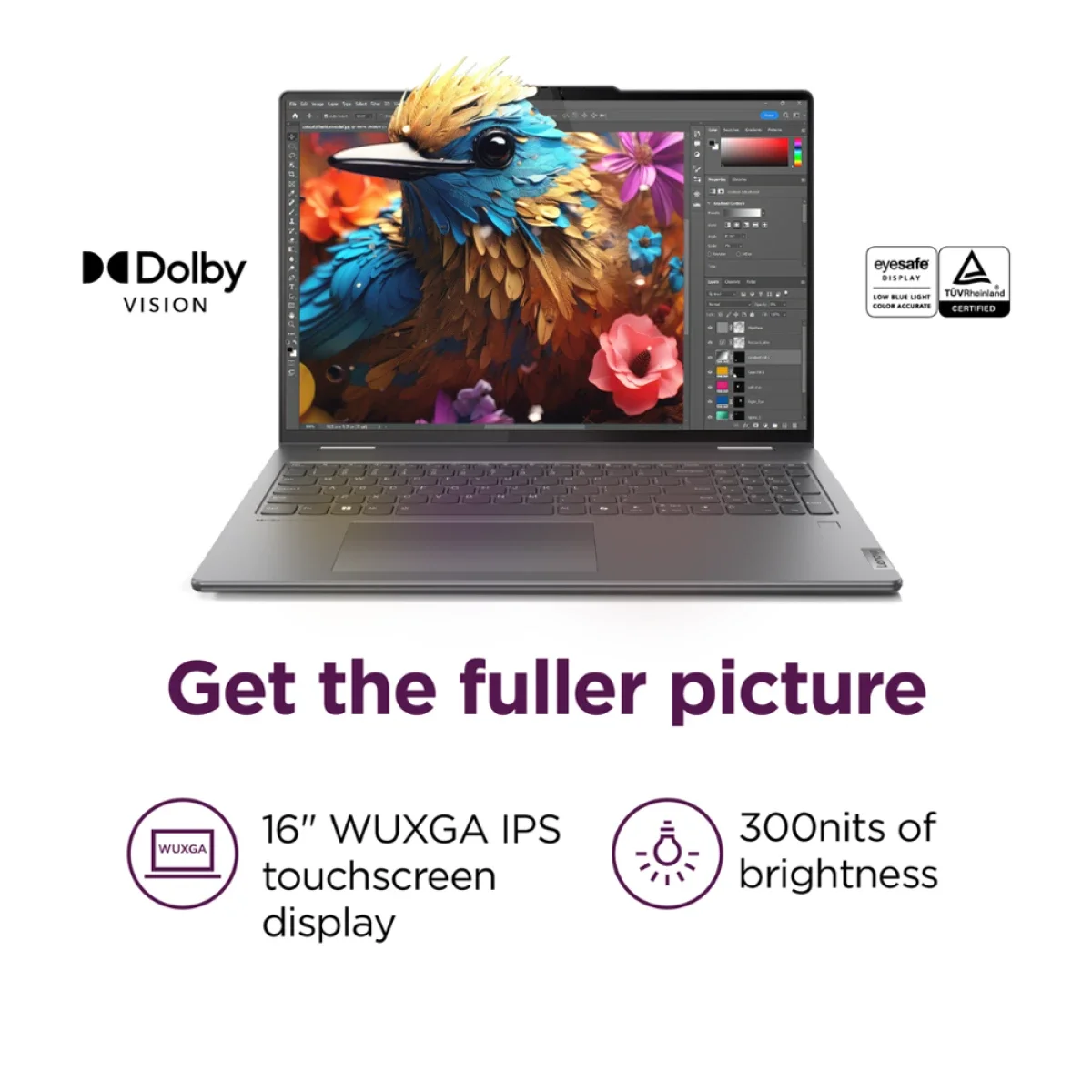 لابتوب Lenovo Yoga 7 16 2-in-1 2024 بمعالج Intel Core Ultra 7 i7-155U وذاكرة 16GB وتخزين 1TB SSD وشاشة لمس 16.0 إنش Storm Grey - Thumbnail 6