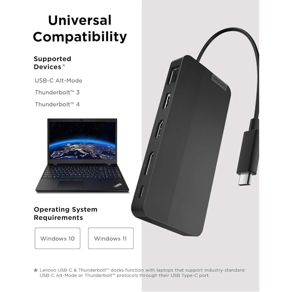 Lenovo 40B90100UK USB-C Dual Display Travel Dock 7-in-1 with Dual 4K 60Hz, 65W PD and Gigabit Ethernet - Image 7