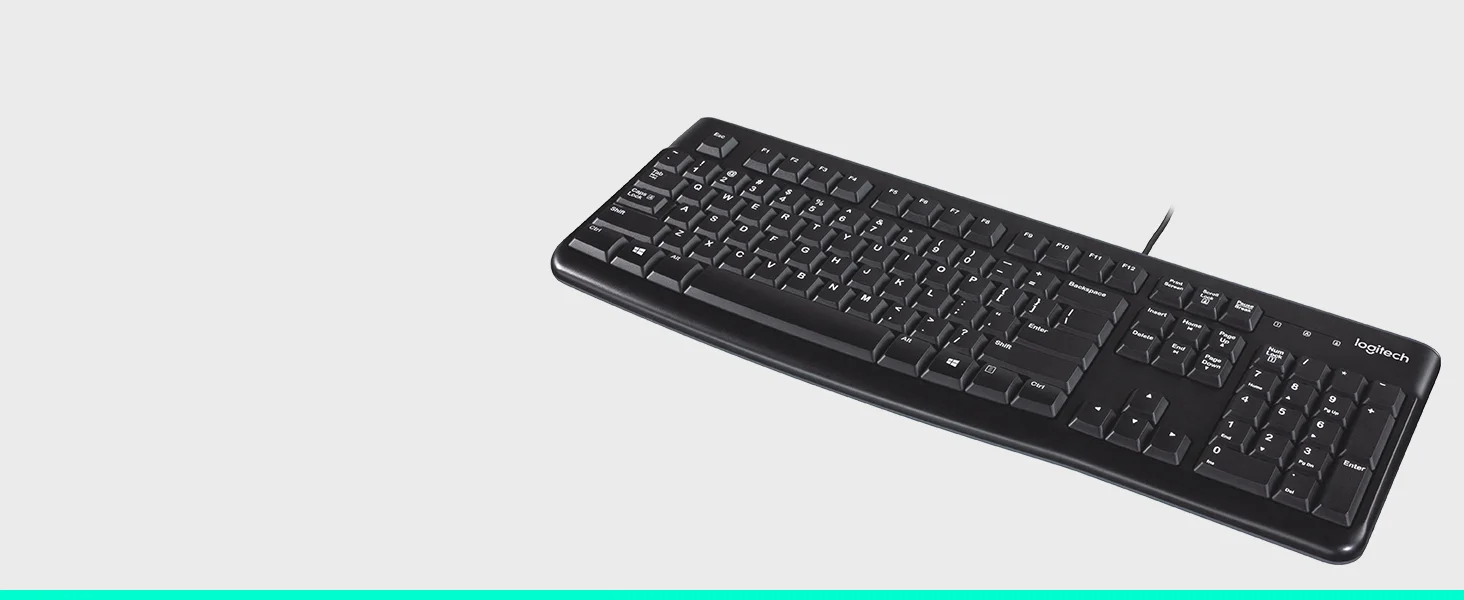 كيبورد Logitech K120 سلكي USB كامل الحجم لنظام Windows، أسود - Thumbnail 8