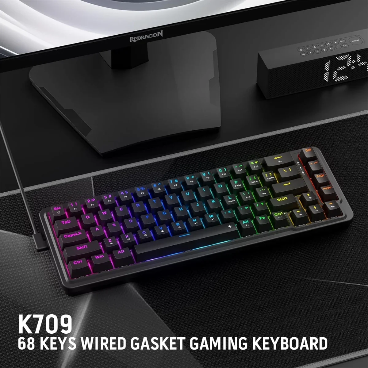 Redragon K709 NOVA 65% Wired RGB Mechanical Gaming Keyboard, 68 Keys, Black - Thumbnail 9